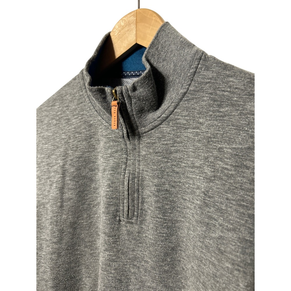 Ted Baker‎ London Quarter Zip Pullover Heathered Gray Teal Collar Size Smal